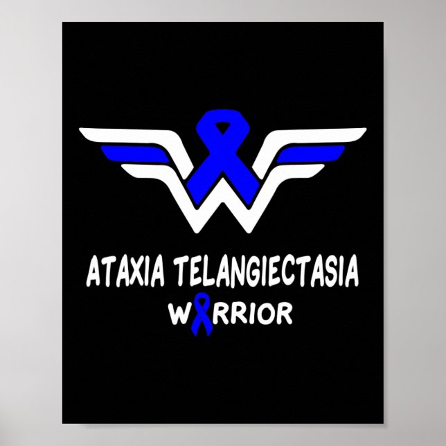 Ataxia Telangiectasia Medvetenhet Warrior Stöd Blå Poster (Framsidan)