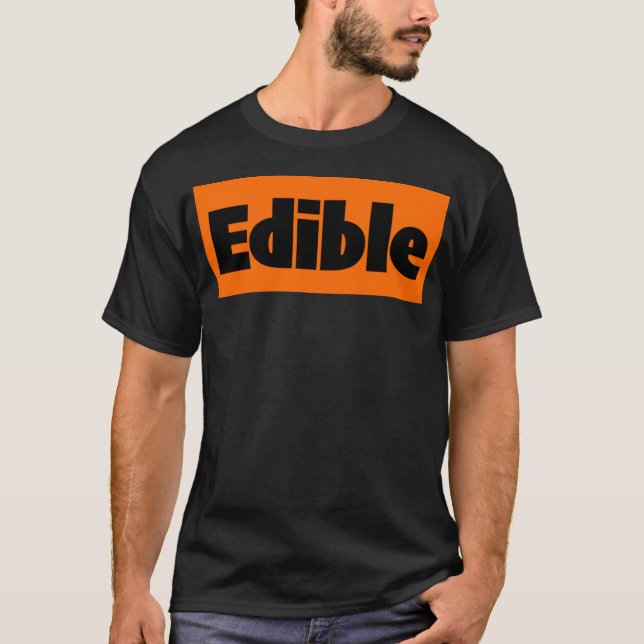 Ätbar tryckt nyhet t shirt (Framsida)