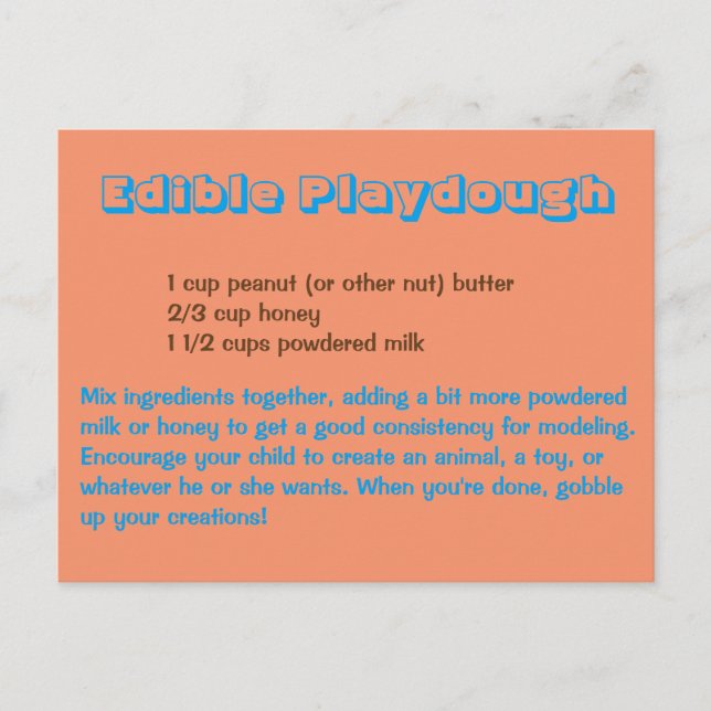 Ätbar uppspelning med blått teckensnitt vykort (Framsida)