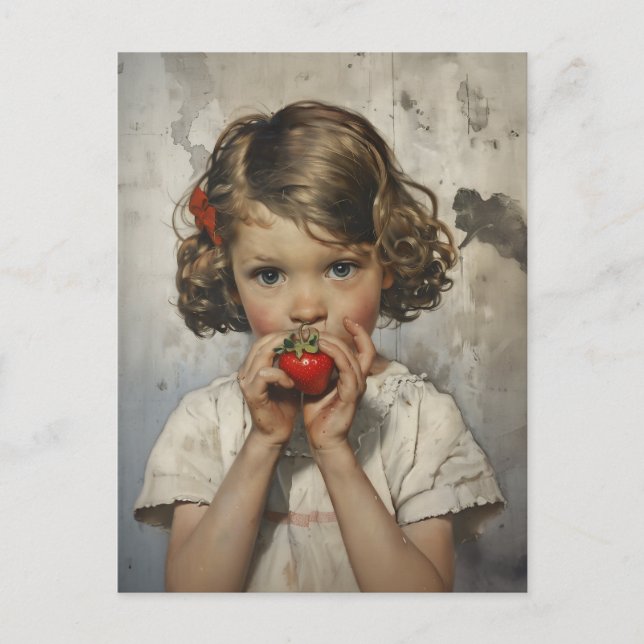 Ätbara jordgubbar vykort (Framsida)