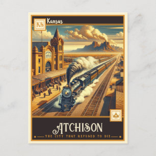 Atchison, Kansas VINTAGE Vykort