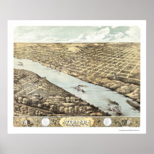 Atchison panorama- karta för KS - 1869 Poster