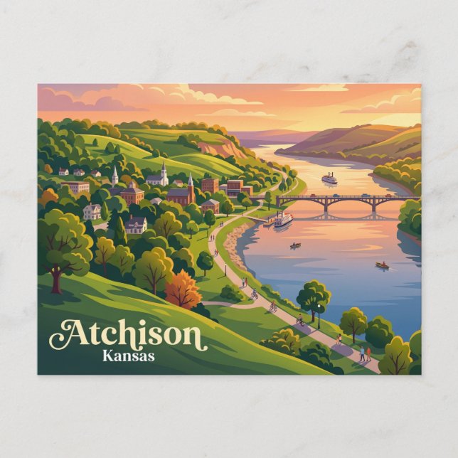 Atchison Riverfront Kansas Vykort (Framsida)