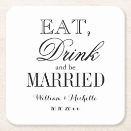 Ätdryck och gifta sig med finare bröllop underlägg papper kvadrat