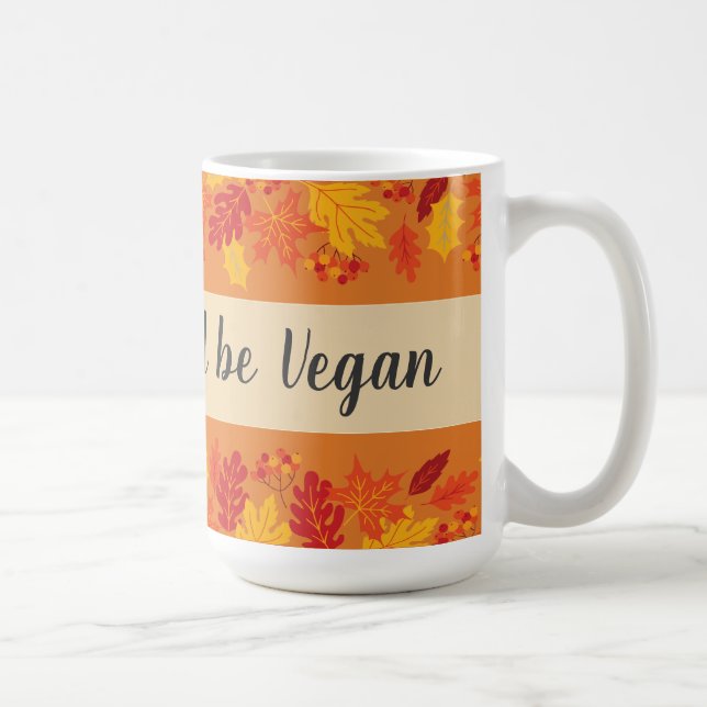 Ätdrycken ska vara vegan thanksgiving höst med löv kaffemugg (Höger)
