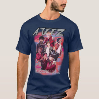 ATEEZ KPOP MERCH OLD RETRO KNOCK AV INSPIRED MERC T SHIRT