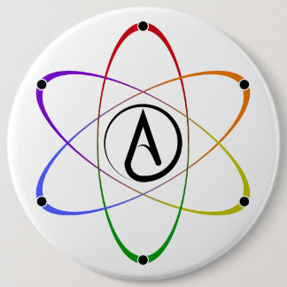 Ateist Atom Symbol Regnbåge Knapp