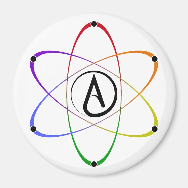 Ateist Atom Symbol Regnbåge Magnet (Framsidan)