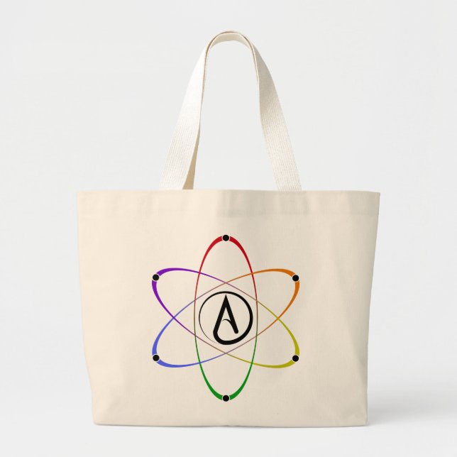 Ateist Atom Symbol Regnbåge Svart Jumbo Tygkasse (Framsidan)