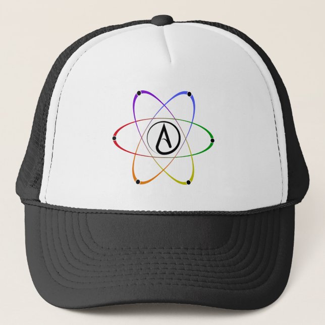 Ateist Atom Symbol Regnbåge Svart Keps (Framsida)