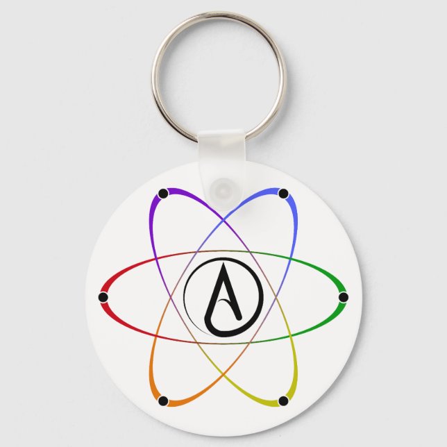 Ateist Atom Symbol Regnbåge Svart Nyckelring (Framsida)