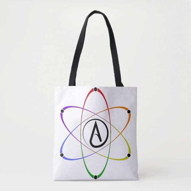 Ateist Atom Symbol Regnbåge Tygkasse (Framsida)