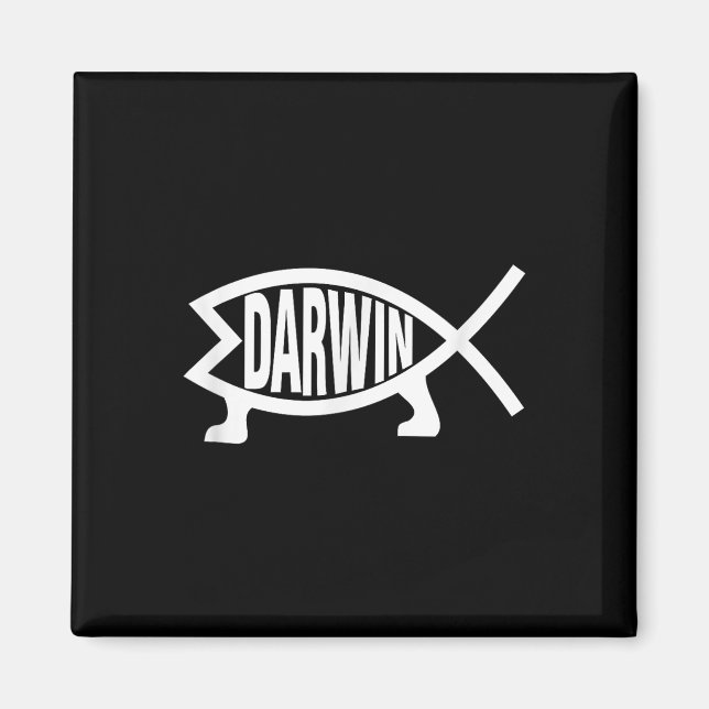 Ateist Charles Darwin Evolutionsteori Fiskar  Magnet (Framsidan)