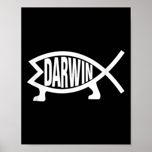 Ateist Charles Darwins evolutionsteori fisk Poster