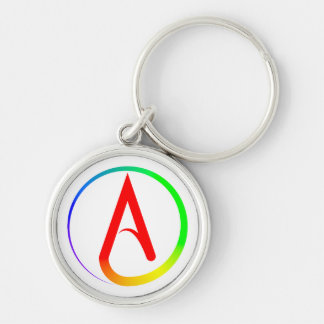 Ateist Symbol Regnbåge Rund Silverfärgad Nyckelring