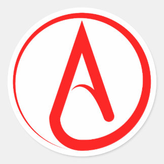 Ateist Symbol Röd Runt Klistermärke