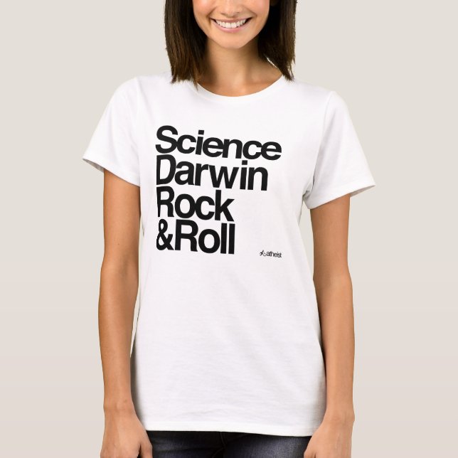 Ateist - vetenskapsdarwin sten - och - rulle t shirt (Framsida)
