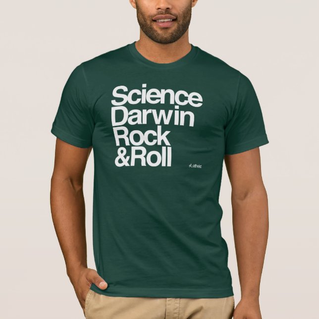 Ateist - vetenskapsdarwin sten - och - rulle t-shirt (Framsida)