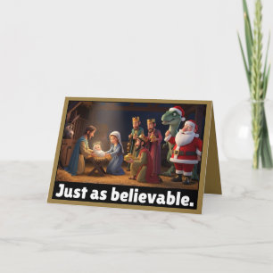 Ateistisk dinosaurie och Santa jul Kort