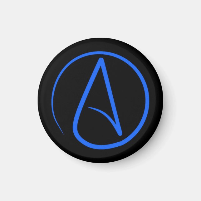 Ateistisk symbol: blå på svart magnet (Framsidan)