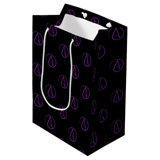 Ateistisk symbol: lila på svart (Framsidan Vinklad)