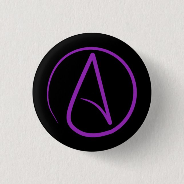 Ateistisk symbol: lila på svart knapp (Framsida)