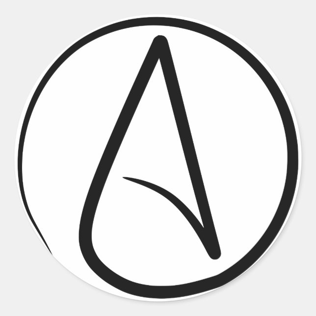 Ateistisk symbol runt klistermärke (Framsida)