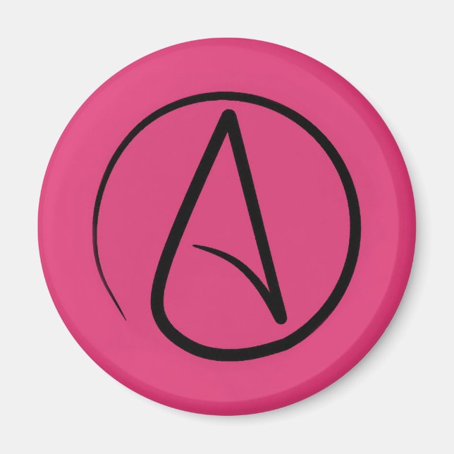 Ateistisk symbol: svart på fuchsia magnet (Framsidan)