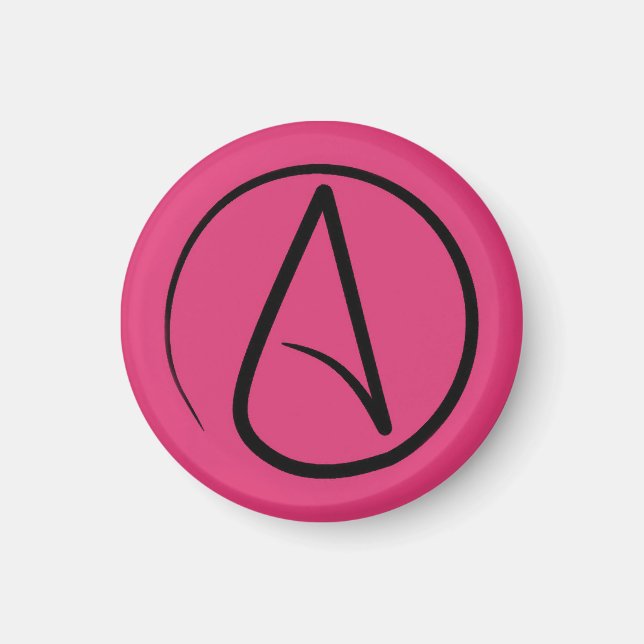 Ateistisk symbol: svart på fuchsia magnet (Framsidan)