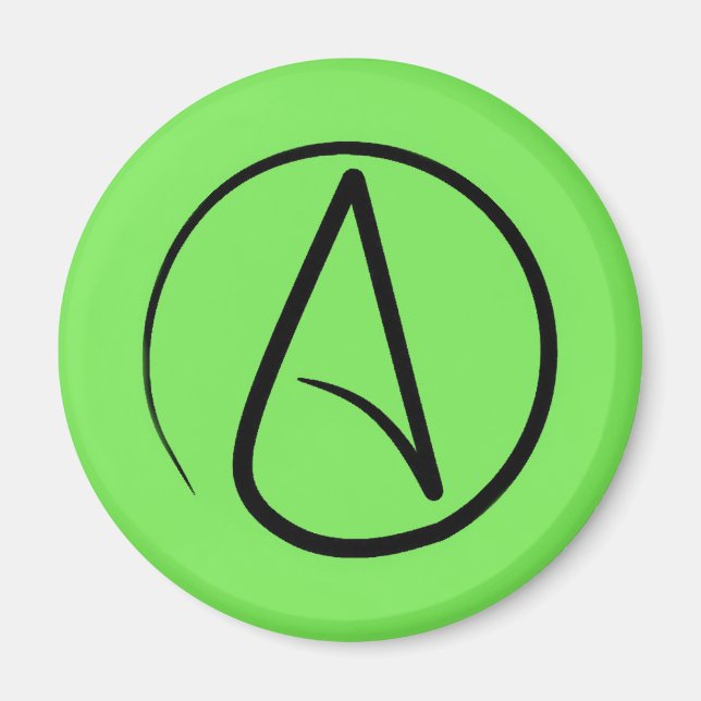 Ateistisk symbol: svart på kalkgrön magnet (Framsidan)