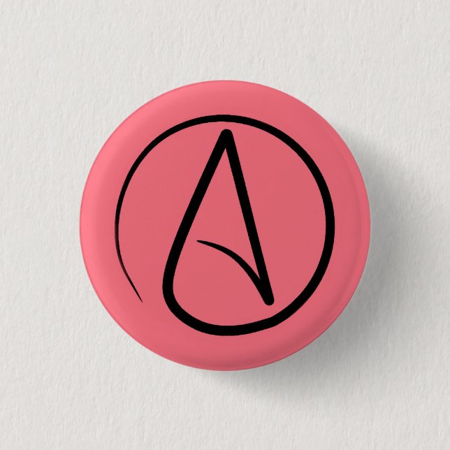 Ateistisk symbol: svart på korall knapp (Framsida)