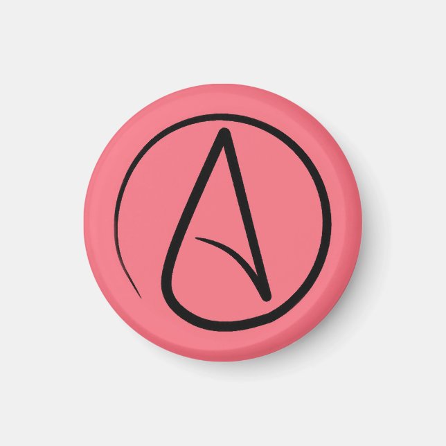 Ateistisk symbol: svart på korall magnet (Framsidan)