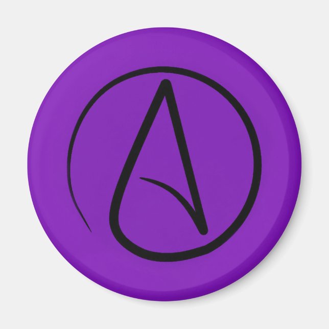 Ateistisk symbol: svart på lila magnet (Framsidan)