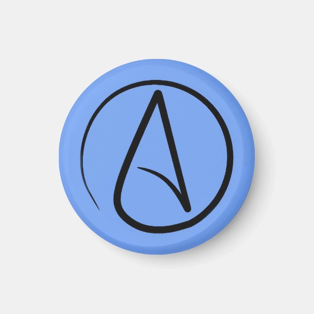 Ateistisk symbol: svart på ljusblå magnet (Framsidan)