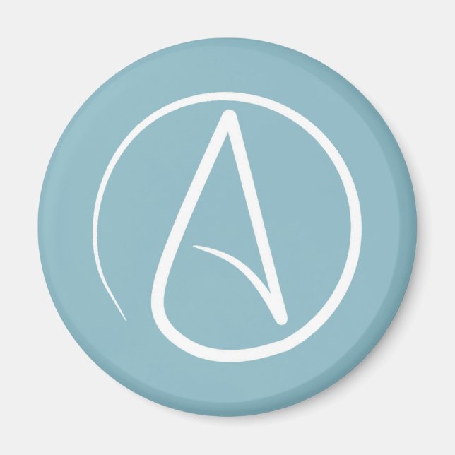 Ateistisk symbol: vit på blått grått magnet (Framsidan)