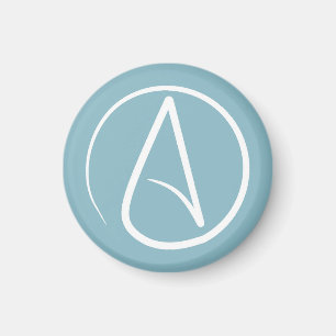 Ateistisk symbol: vit på blått grått magnet