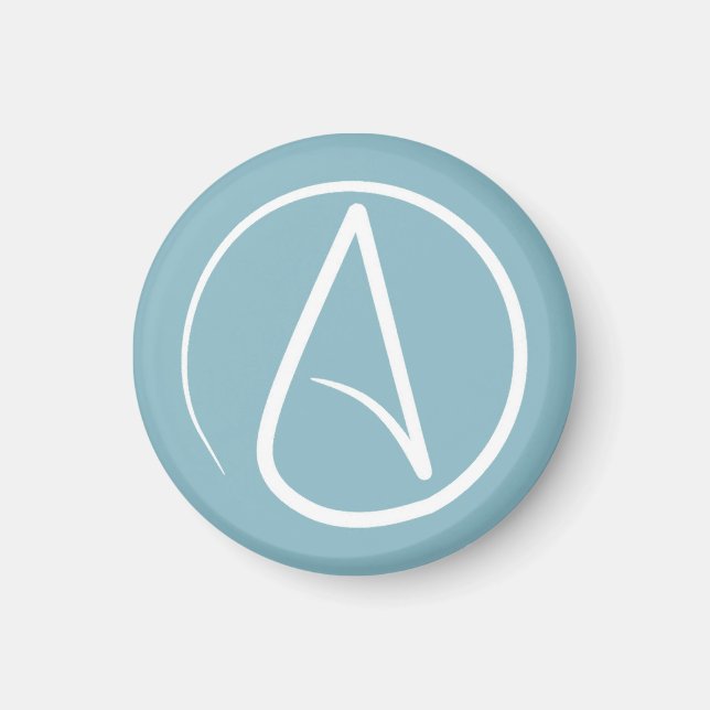 Ateistisk symbol: vit på blått grått magnet (Framsidan)