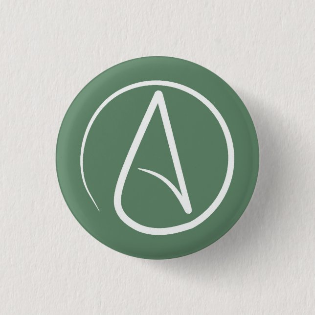 Ateistisk symbol: vit på grönten knapp (Framsida)