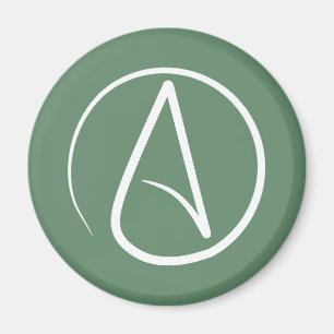Ateistisk symbol: vit på grönten magnet