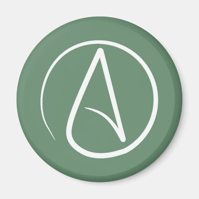 Ateistisk symbol: vit på grönten magnet (Framsidan)