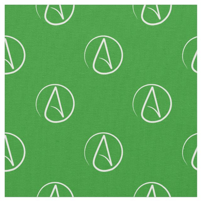 Ateistisk symbol: vit på grönten tyg (Närbild)