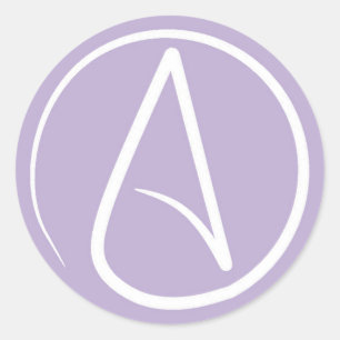 Ateistisk symbol: vit på lavender runt klistermärke