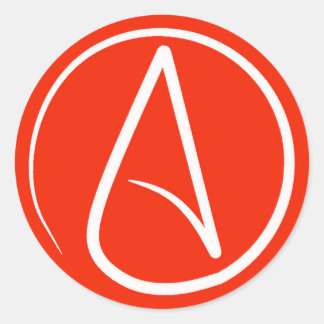 Ateistisk symbol: vit på rött runt klistermärke