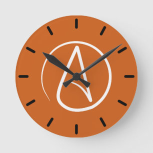 Ateistisk symbol: vit vid bränd orange rund klocka