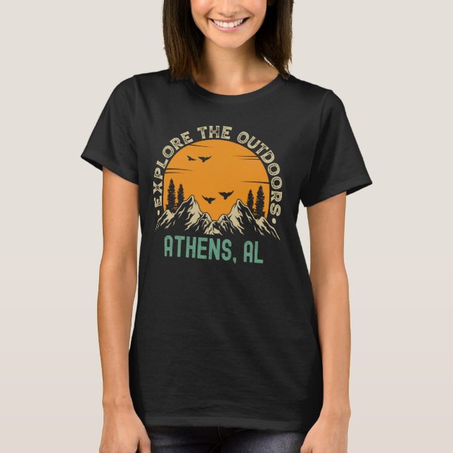 Aten, Alabama - Utforska utomhusen T Shirt (Framsida)