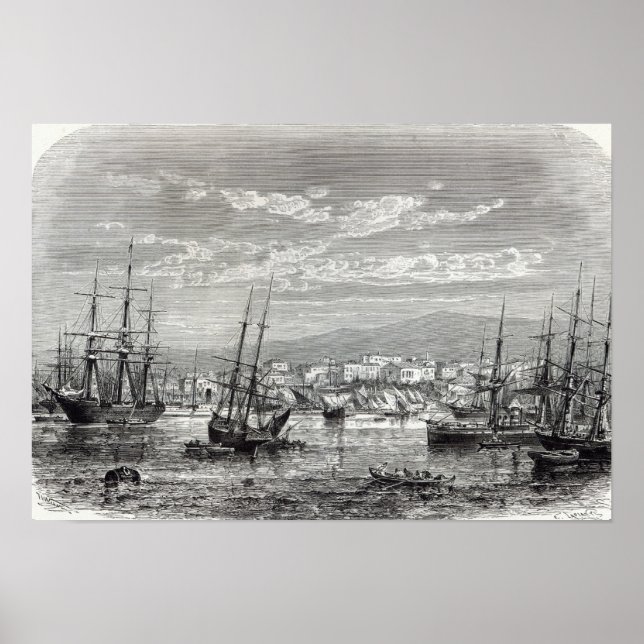 Aten: den allmänna synen på Pireus. Poster (Framsidan)