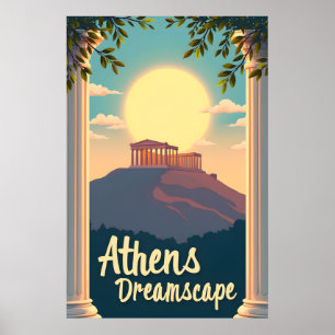 Aten Dreamscape : Retro Travel i mitten av århundr Poster