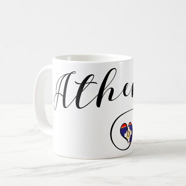 Aten Flagga Heart, Grekland Kaffemugg (Framsida vänster)