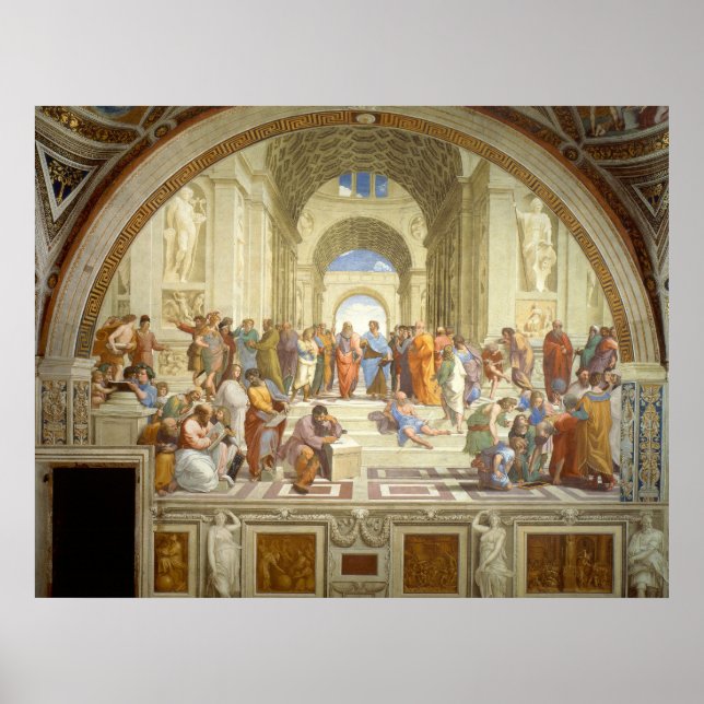 Aten Frescos skola av Raffaello Sanzio Poster (Framsidan)