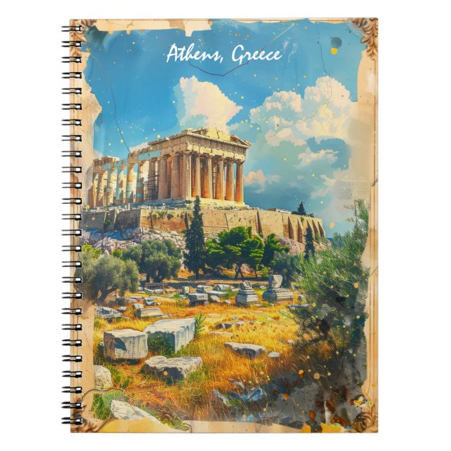 Aten Grekland Acropolis Painting Anteckningsbok (Framsidan)